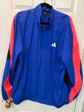 Adidas Vintage Colorblock Windbreaker Jacket Blue Pink Black Sportswear Size XL